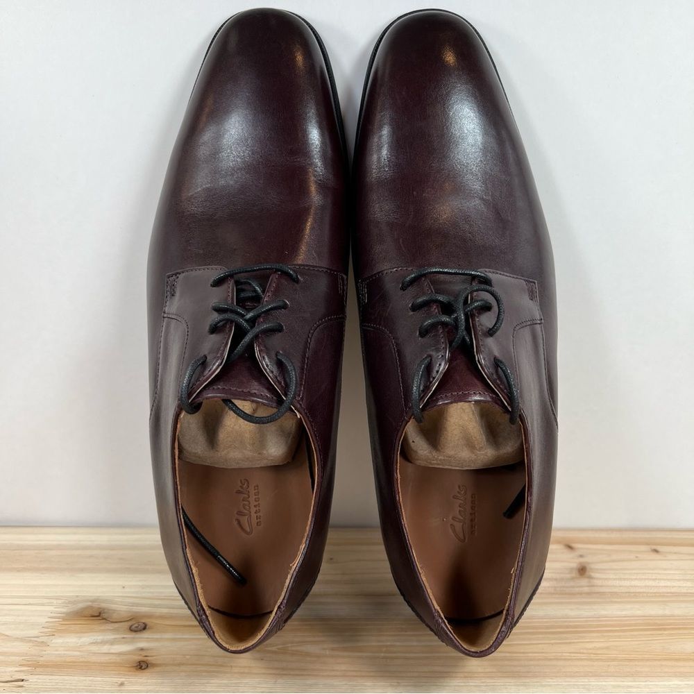 Clarks Gilman Lade mens leather Oxford shoes size 11 Burgundy New without box - Picture 6 of 9